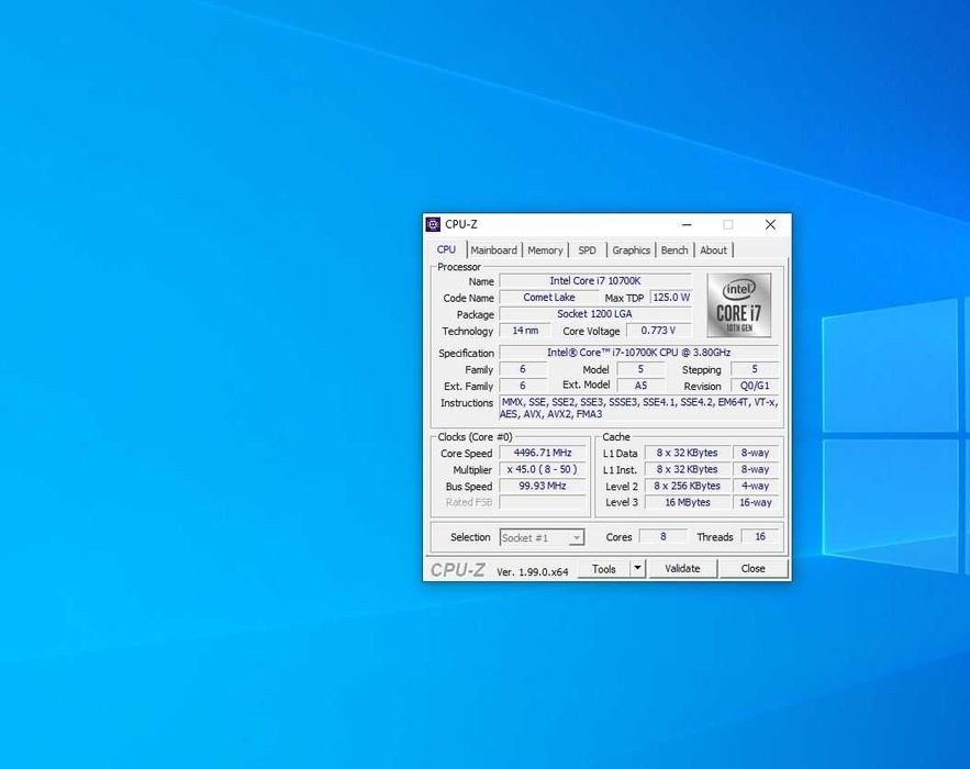 Procesor socket 1200 Intel Comet Lake, Core i7 10700K 3.8GHz