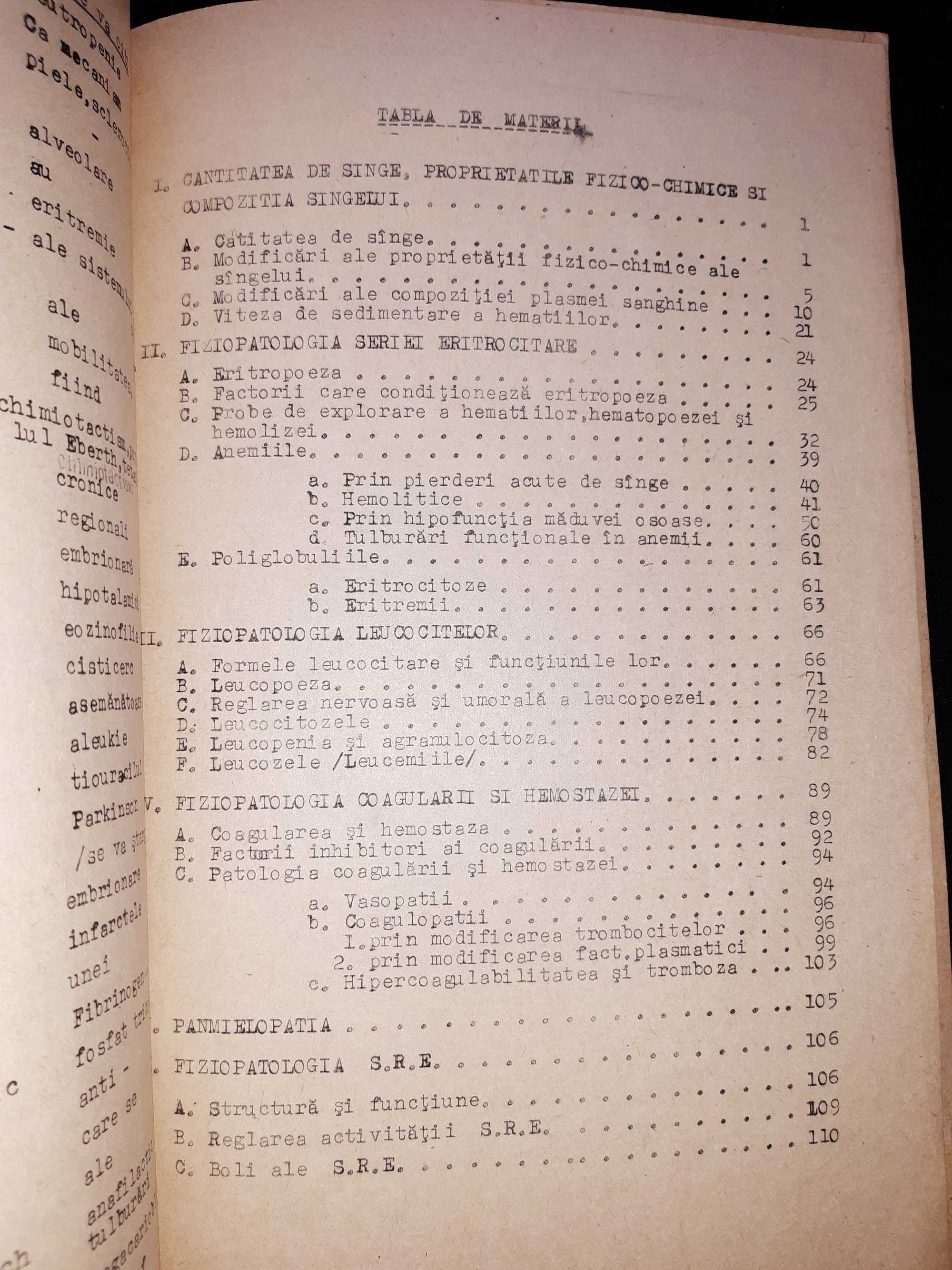 Carte de medicină. Fiziopatologia sîngelui și a hematopoeziei.