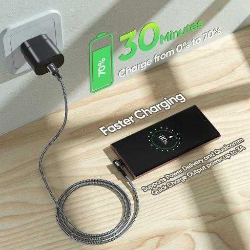 Incarcator telefon super fast charging, cu cablu metalic intarit