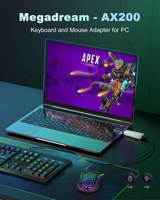 Adaptor Megadream AX200, Tastatură și Mouse Gaming PC