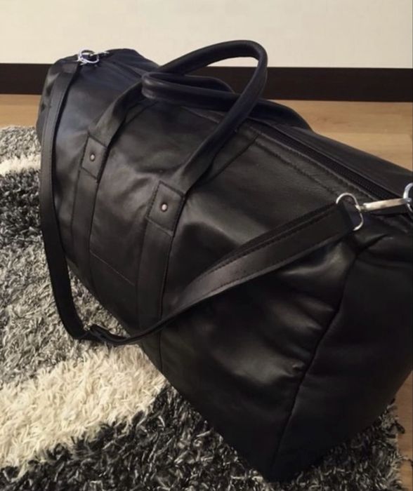 Geanta din piele naturala pt transport/voiaj/sala negru