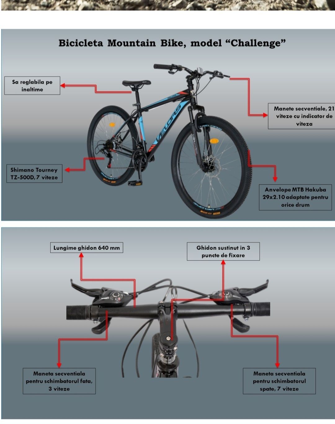 Bicicleta Mountain Bike Velors Challenge, Roti 29 Inch