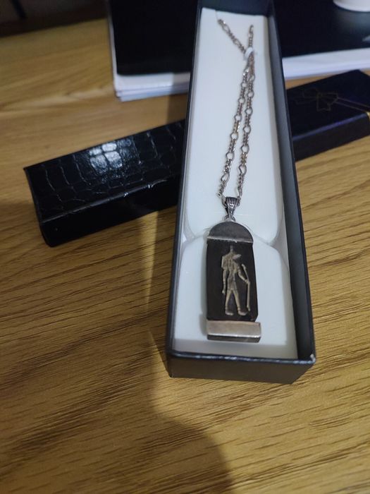 Pandantiv vintage cartuș egiptean – lemn de abanos & argint