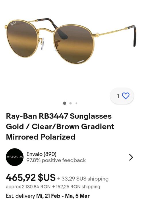 Ochelari de Soare Ray Ban RB3447 Gold