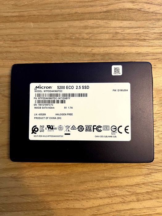 Micron 5200 ECO MTFDDAK960TDC — 960GB, 2.5” SATA III, Enterprise SSD