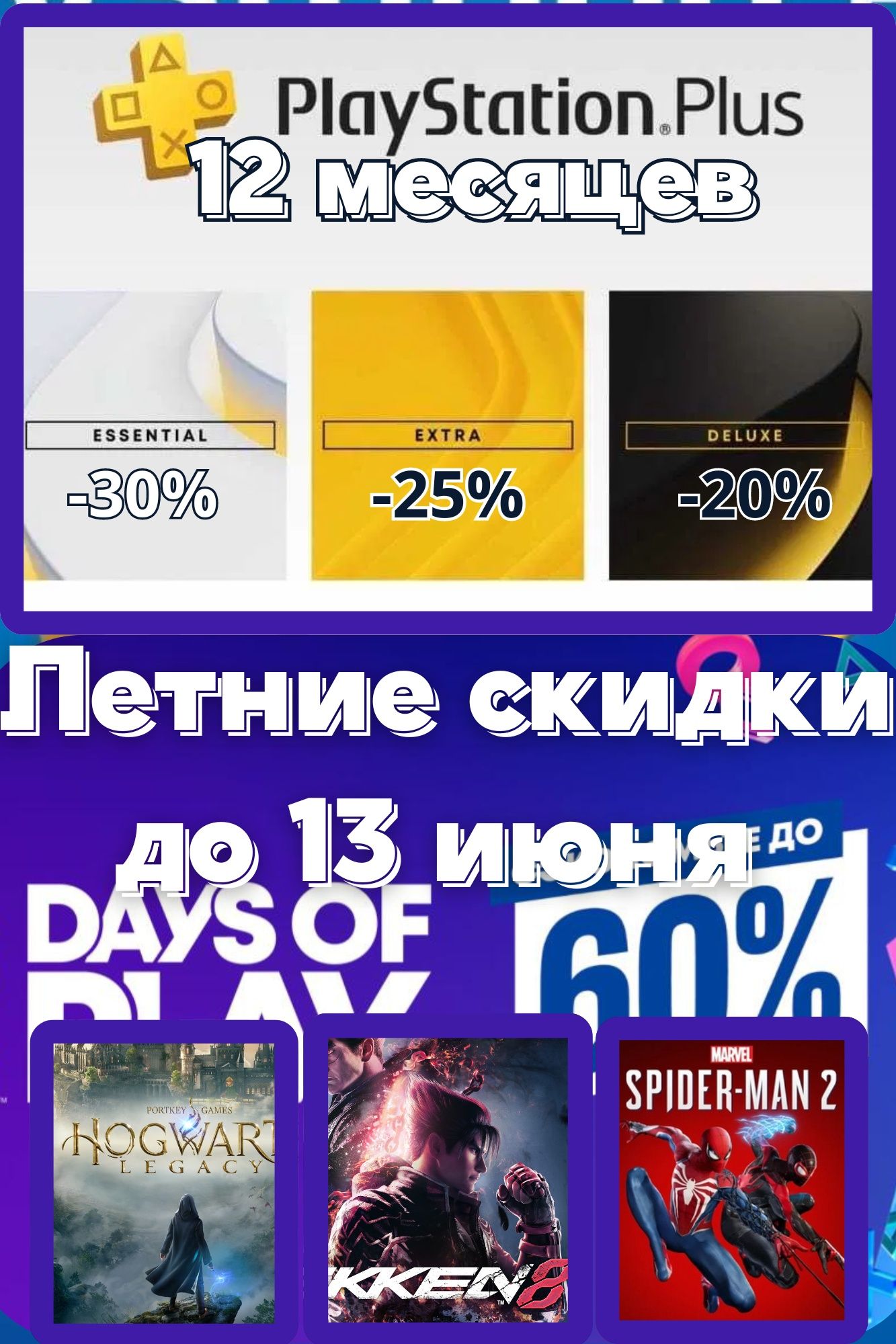 Подписки PS Plus Extra/Deluxe/Premium
