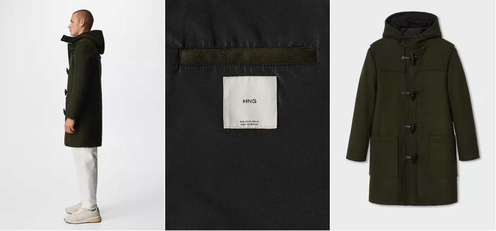 Palton de lana cu gluga NOU