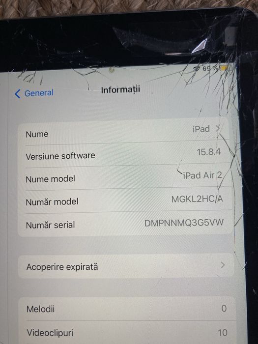 IPad air 2 - 64 GB - Functional, space grey, ecran spart - pt piese