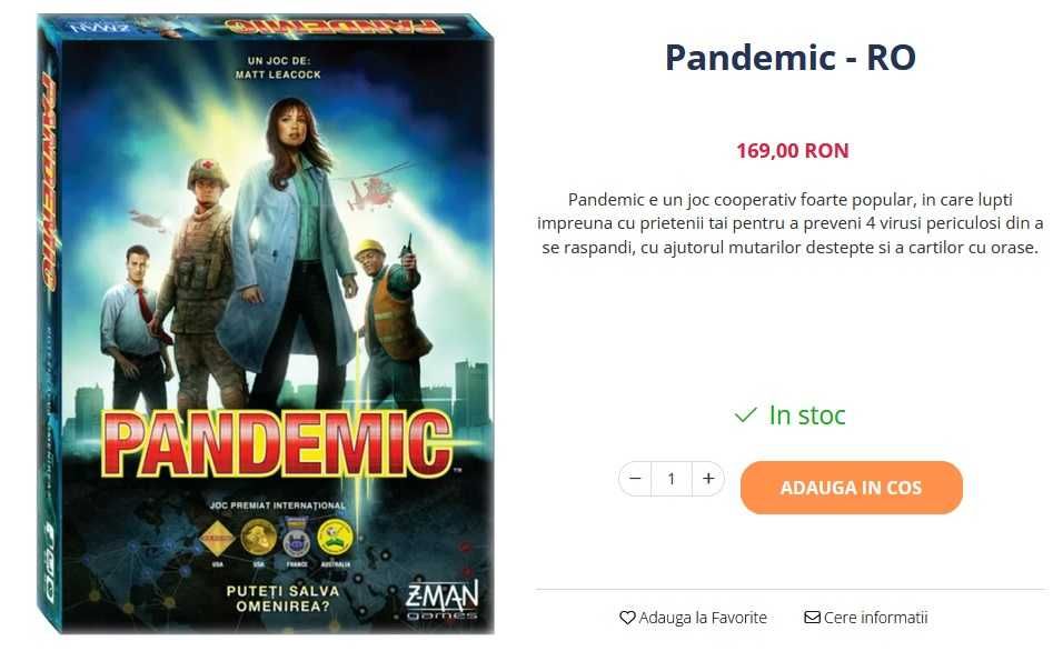 Joc Pandemic - boardgame