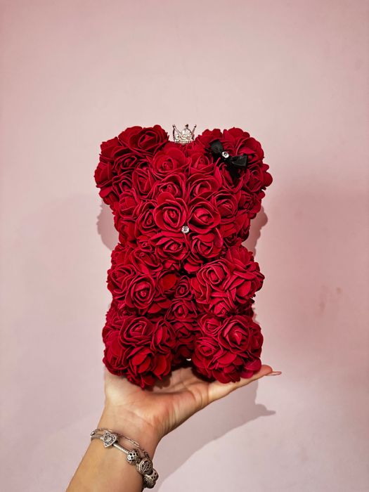 Уникално мече от вечни рози (подарък за нея) - 3 Цвята