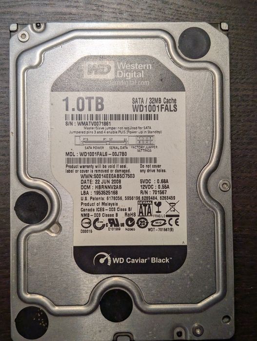 HDD WD Caviar Black WD1001FALS, 1TB, 7200, 32MB, SATA2