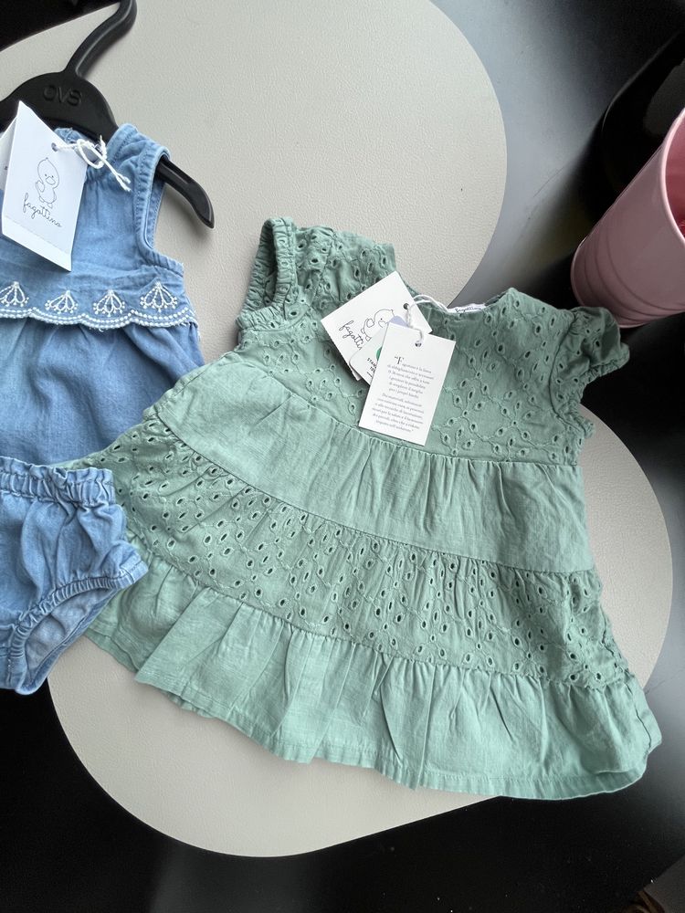 Mayoral H&M Next George дрехи 0-6 м рокля дънкова зелена сукман