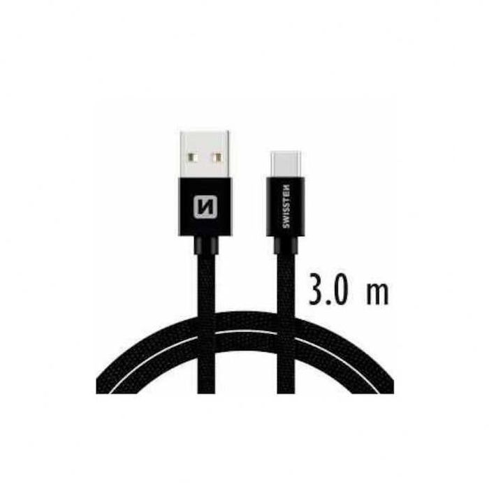 Cablu de date SWISSTEN USB-A / Lightning, textile braid, 3.0 m