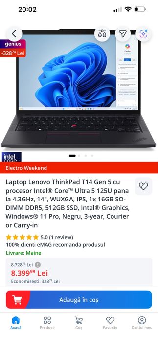 Laptop Lenovo ThinkPad T14 Gen 5 SSD 2025 ~ NOU ~