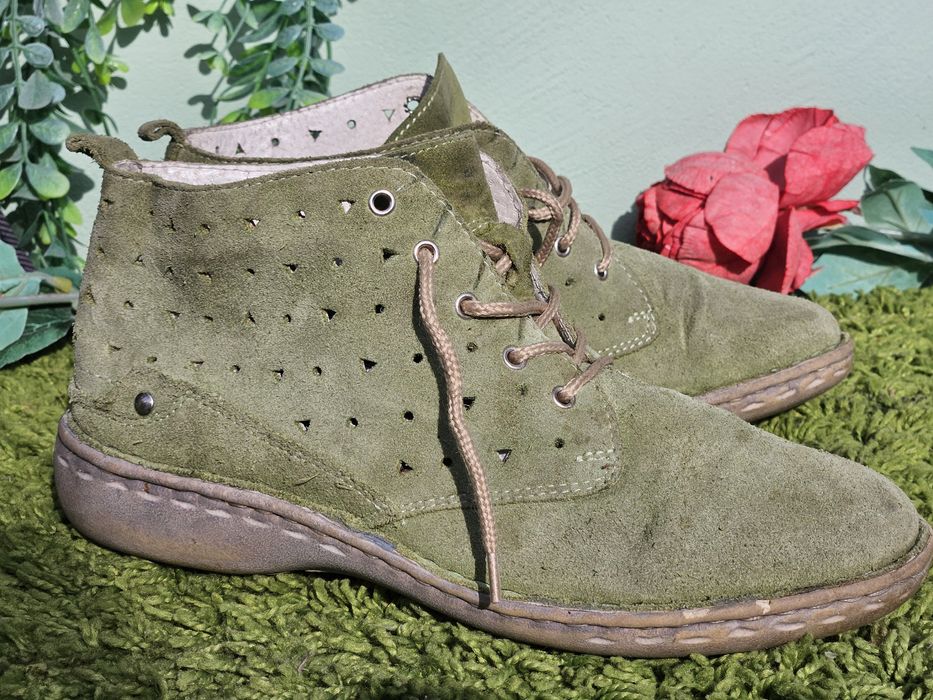 Обувки естествен велур в зелено N38