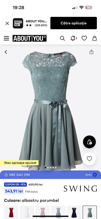 Rochie de ocazie verde SWING XL noua cu eticheta