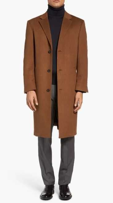 Palton slim 54 XXL premium Healey lana maro caramiziu