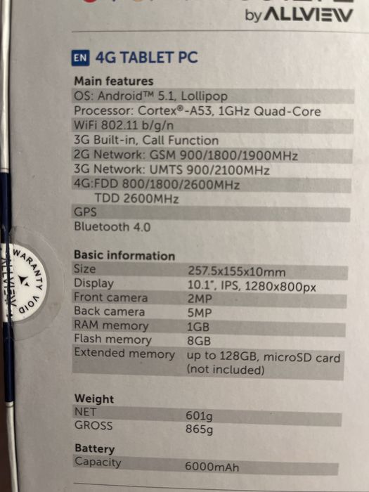 Vand tableta Allview H1001LTE