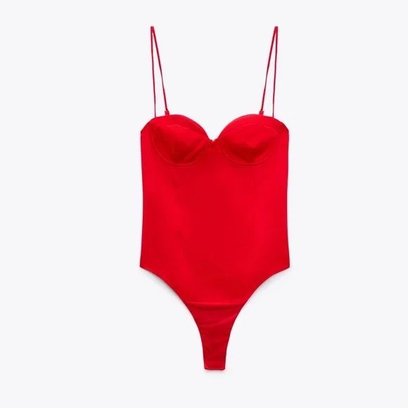 Body corset elegant satin Zara rosu, negru sau alb