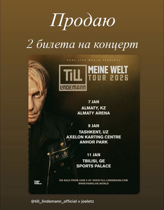 Билеты на концерт till lindemann