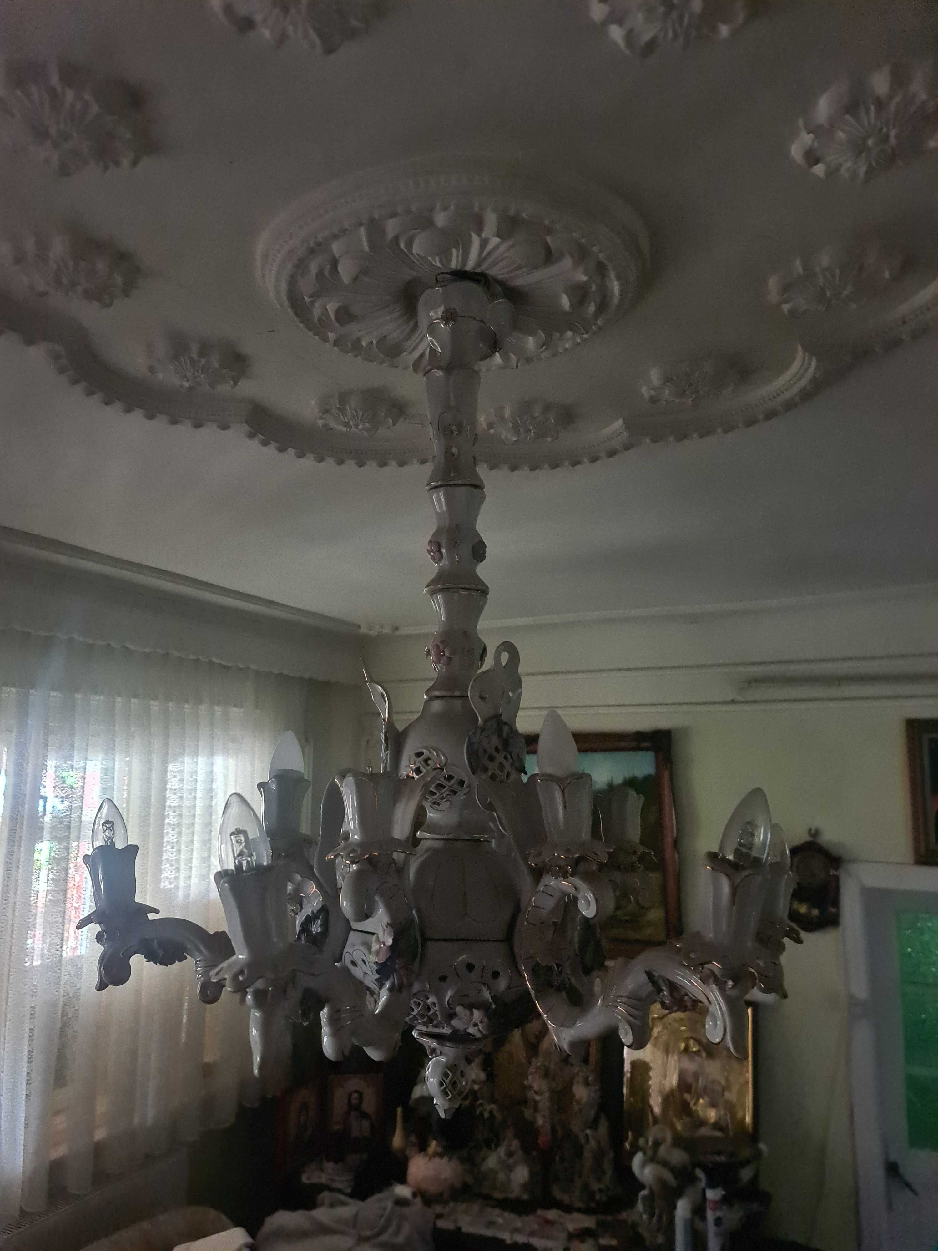 Candelabru albastru ceramica cu 12 brațe si alb cu 12 brațe