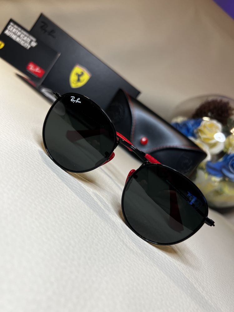 RayBan RB3447 round metal 002/62 Ferrari Collection ochelari de soare