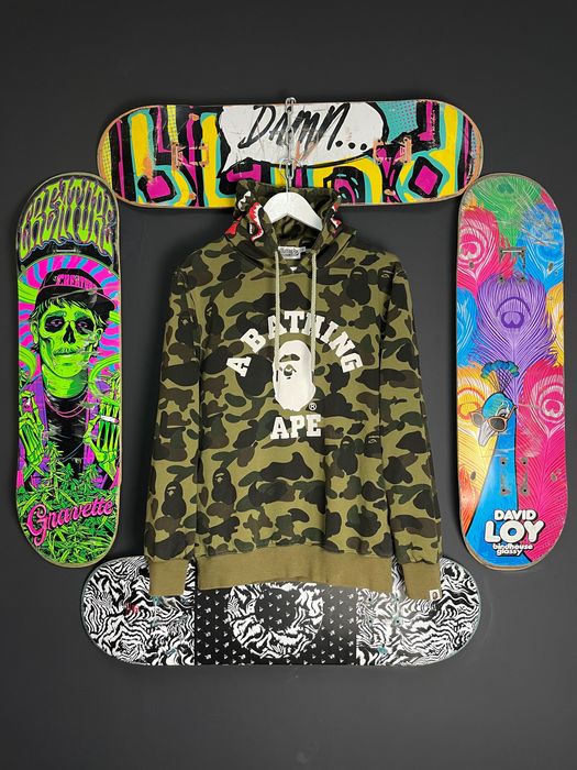 BAPE Shark Pullover Hoodie “1st Camo Green WGM Tiger”