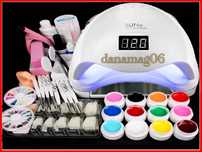 Kit Manichiura Set Unghii False Gel uv Lampa 48w 12 GELURI COLOR