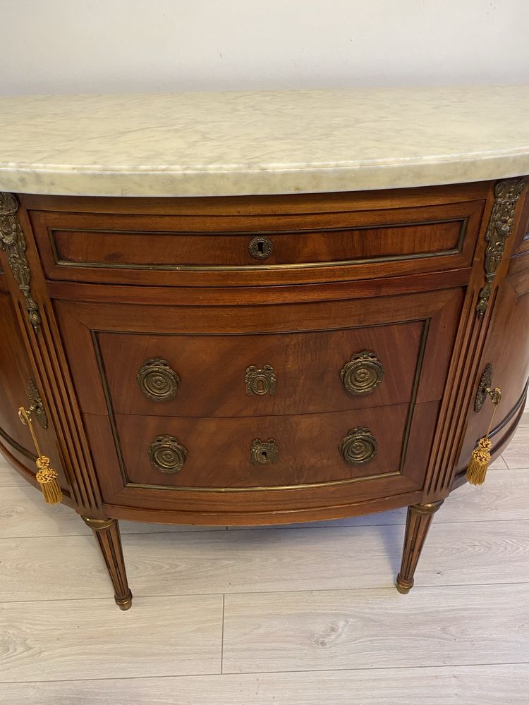 Comoda Servanta Vintage Lemn Masiv Blat Marmura Bronz