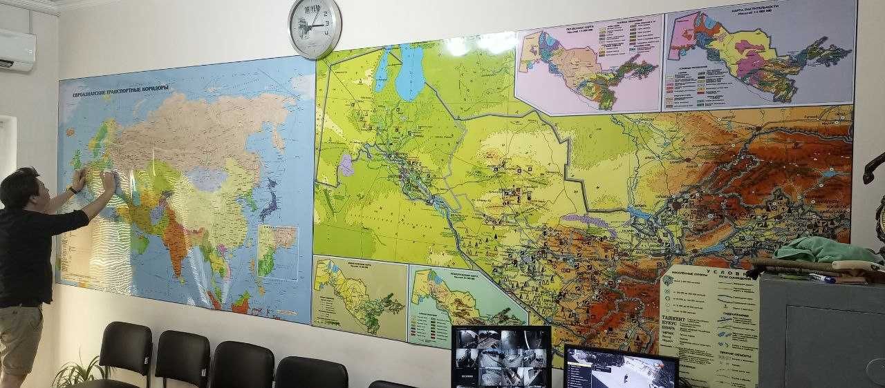 Карта мира интерьерная на стену формат 250см х150см (ПЭТ)