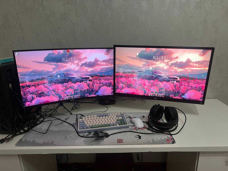Два монитора 27 дюймов 165Hz и 75Hz