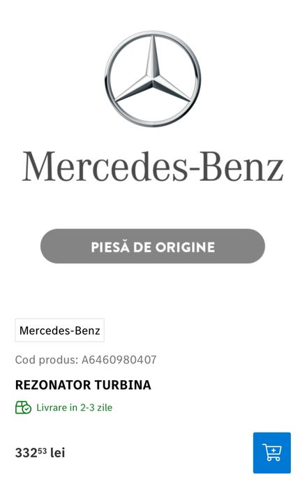 Filtru Epurator Turbo A6460980407 Mercedes C W203 2.2 CDI NOU ORIGINAL