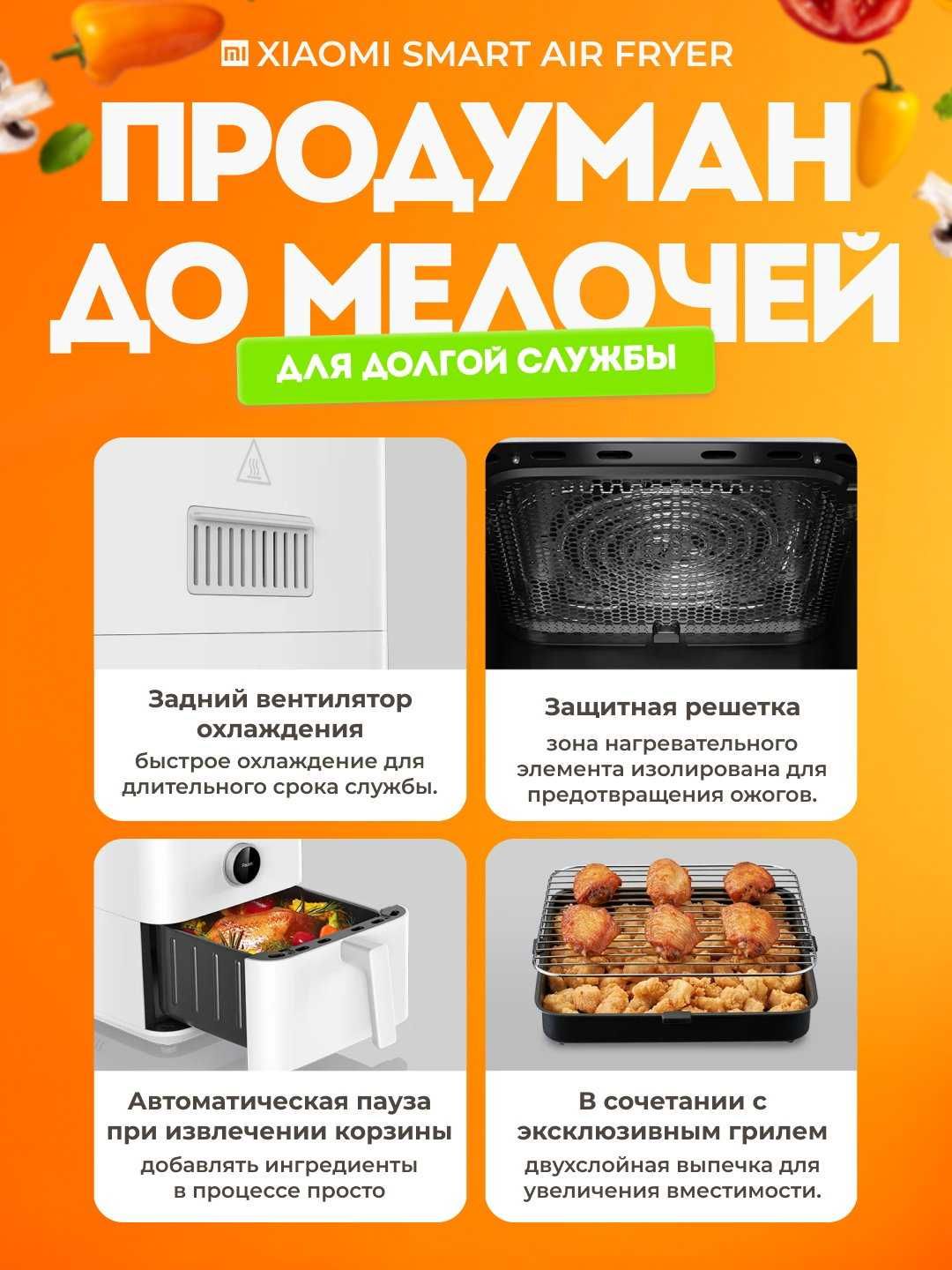 Умный аэрогриль Xiaomi Smart Air Fryer, версия Global, 6.5 л белый