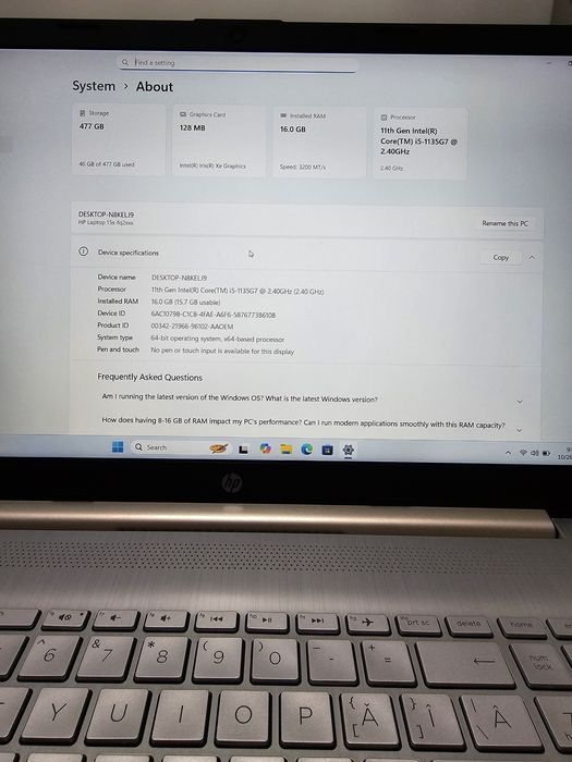 Laptop HP i5-1135G7 / Ssd 512gb / Intel Iris Xe graphics