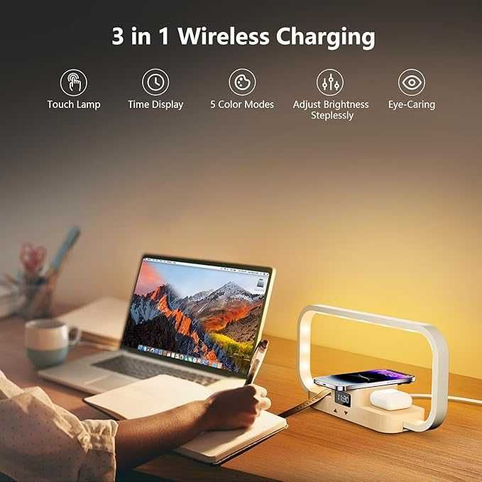 Set Lampi de noptiera cu functie de incarcare wireless