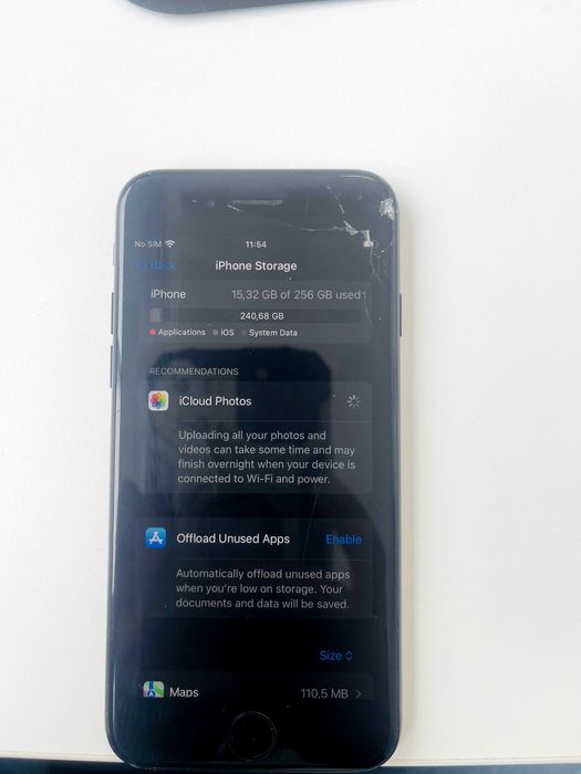 Apple iPhone SE 3, 256GB, 5G, Midnight - 86%, Deblocat