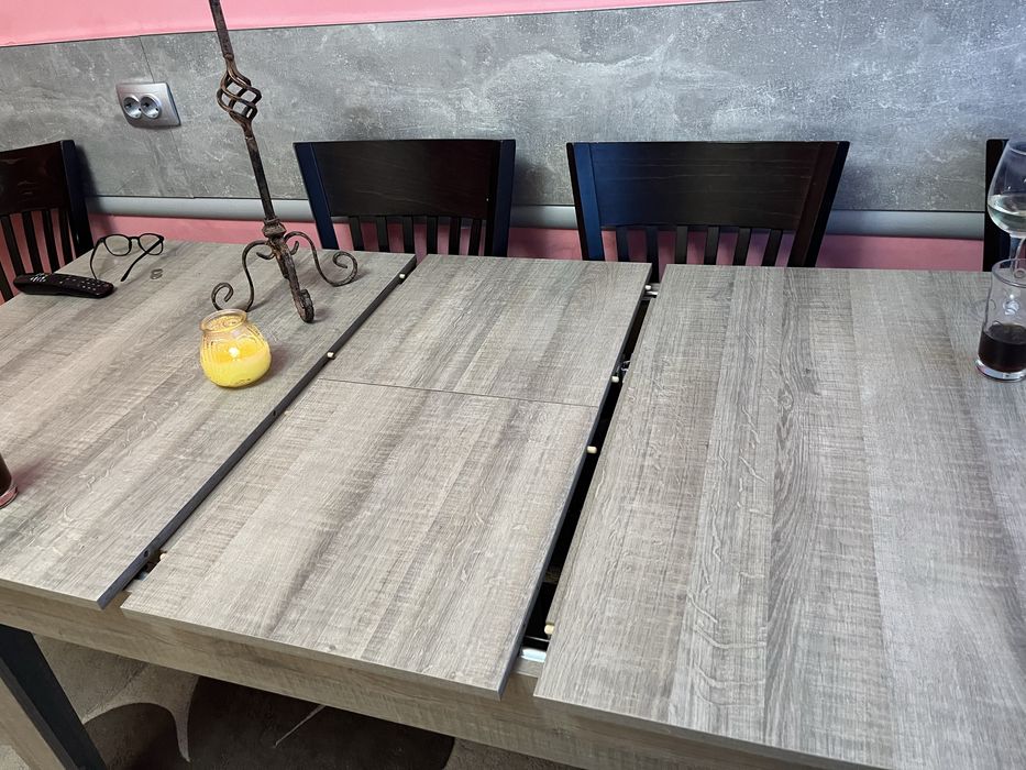 Голяма, трапезна, сива, разтегателна маса