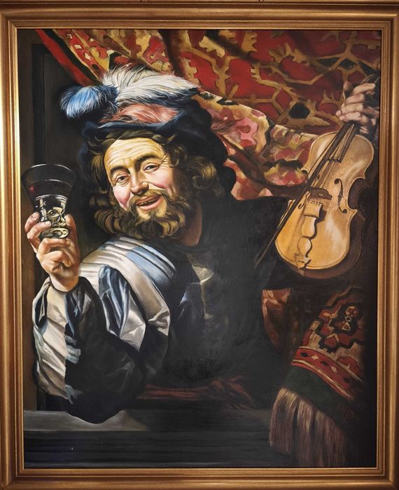 Tablou portret pictat manual original cadou