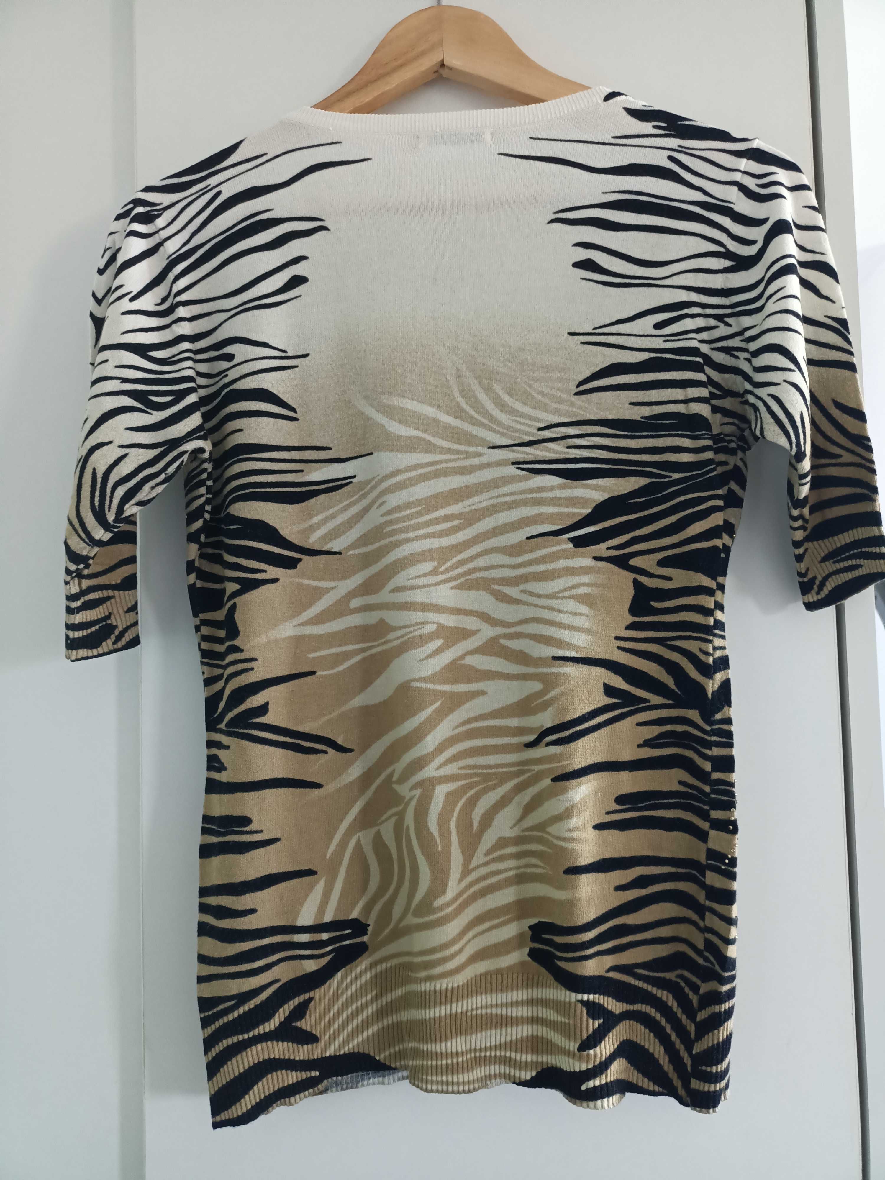 Tricou de damă bej negru rafinat Elisa Landri S-M
