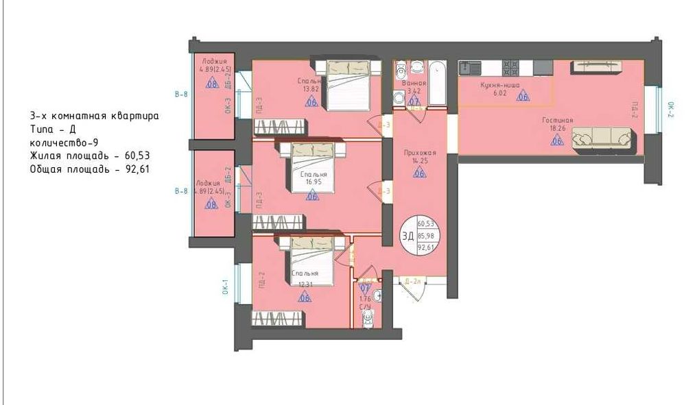 Продаётся 3х комнатная в сердце города