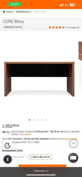 Vand Birou scaunele incluse Mobexpert model CORE