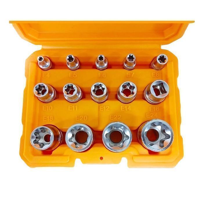 Trusa chei tubulare in stea 14 piese e4-e24 ingco