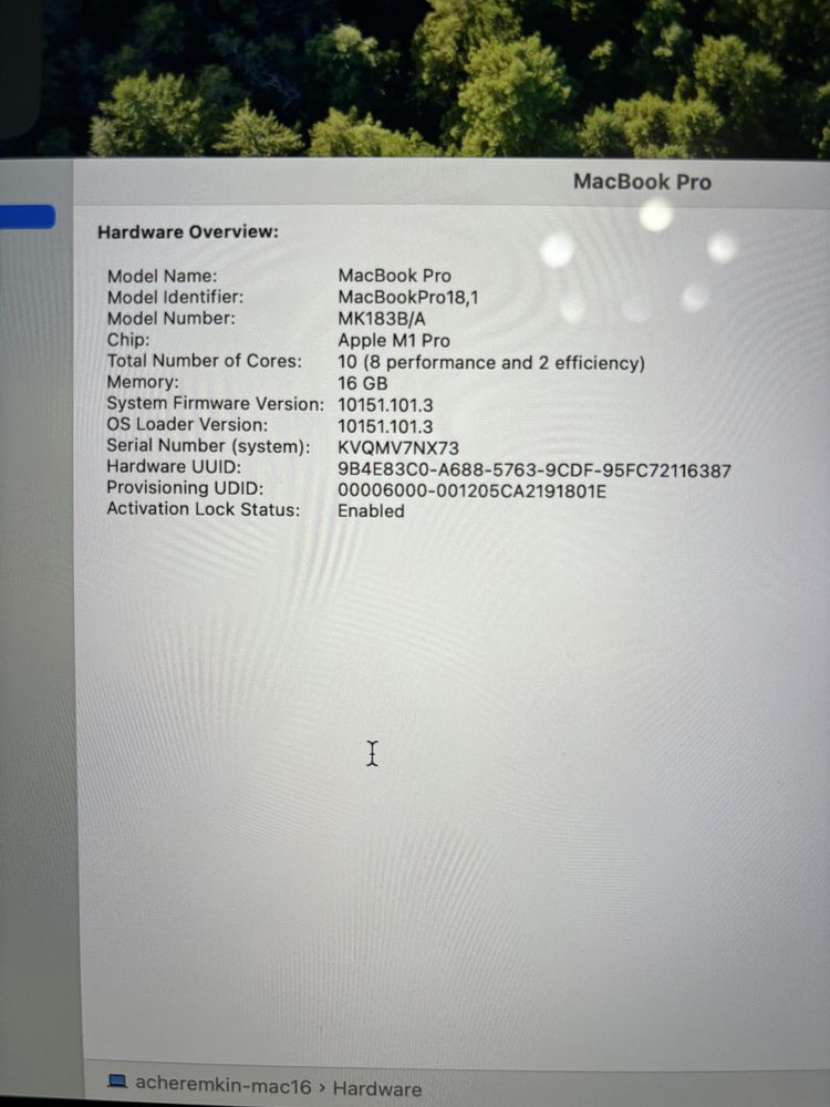 Macbook Pro 16 M1 Pro