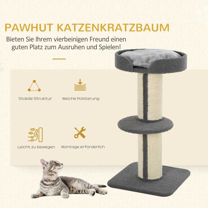 PawHut Дърво за котки, 91 см, с котешко легло, драскалка, до 5 кг