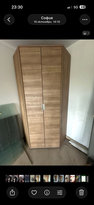 Ъглов гардероб 215см височина