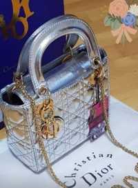 Geantă  Dior Lady silver,super model import Franța, accesorii metalice