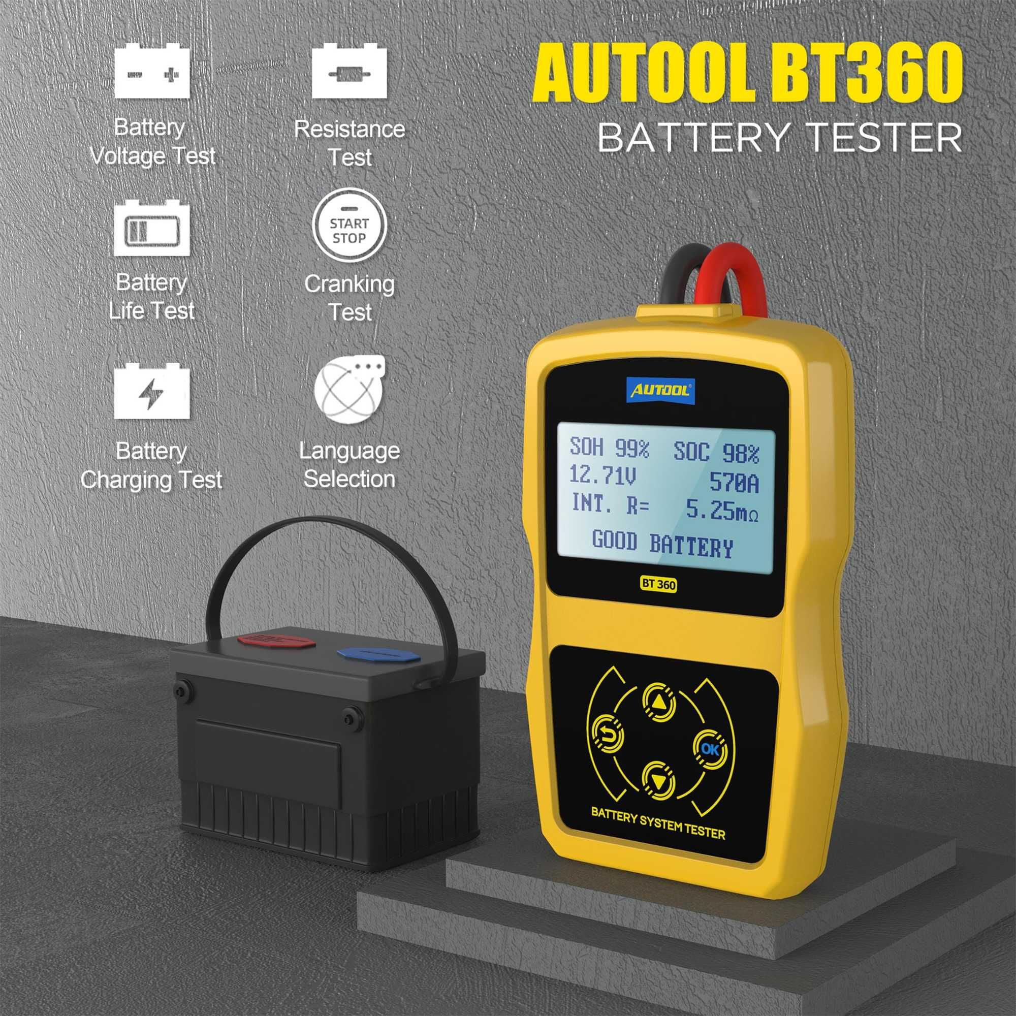 Tester profesional acumulator auto Autool BT360