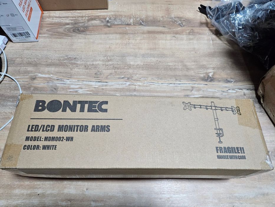 Suport de 2 monitoare de 33-68 cm reglabil, Alb