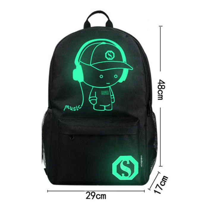 Rucsac fluorescent lumineaza seara! Incarcare USB. 48x29x17cm. Nou!