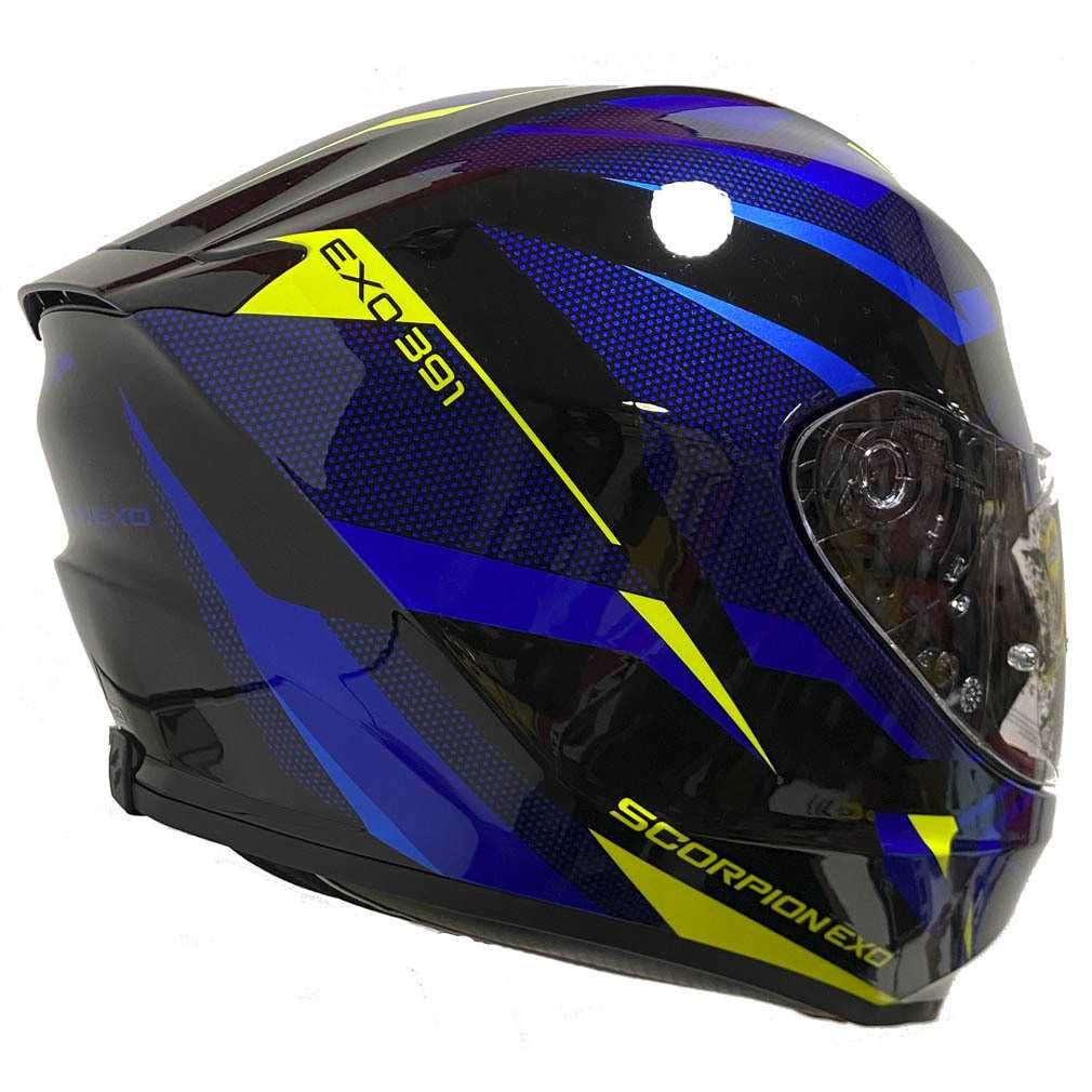 Мото Каска SCORPION EXO-391 AXXO Black-Blue-Neon 2025